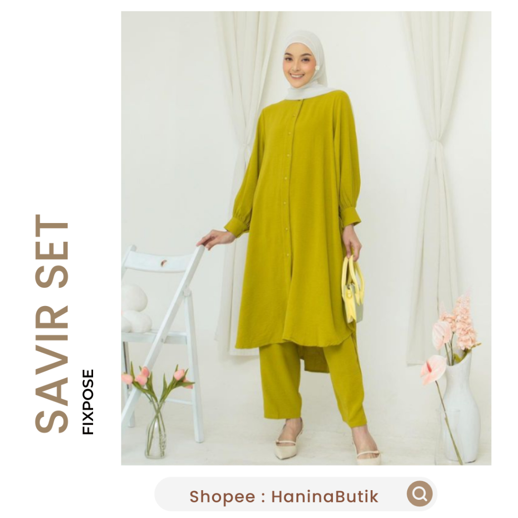 (𝗦𝗜𝗔𝗣 𝗞𝗜𝗥𝗜𝗠)  SAVIR SET LIME YELLOW SETELAN WANITA by FIXPOSE