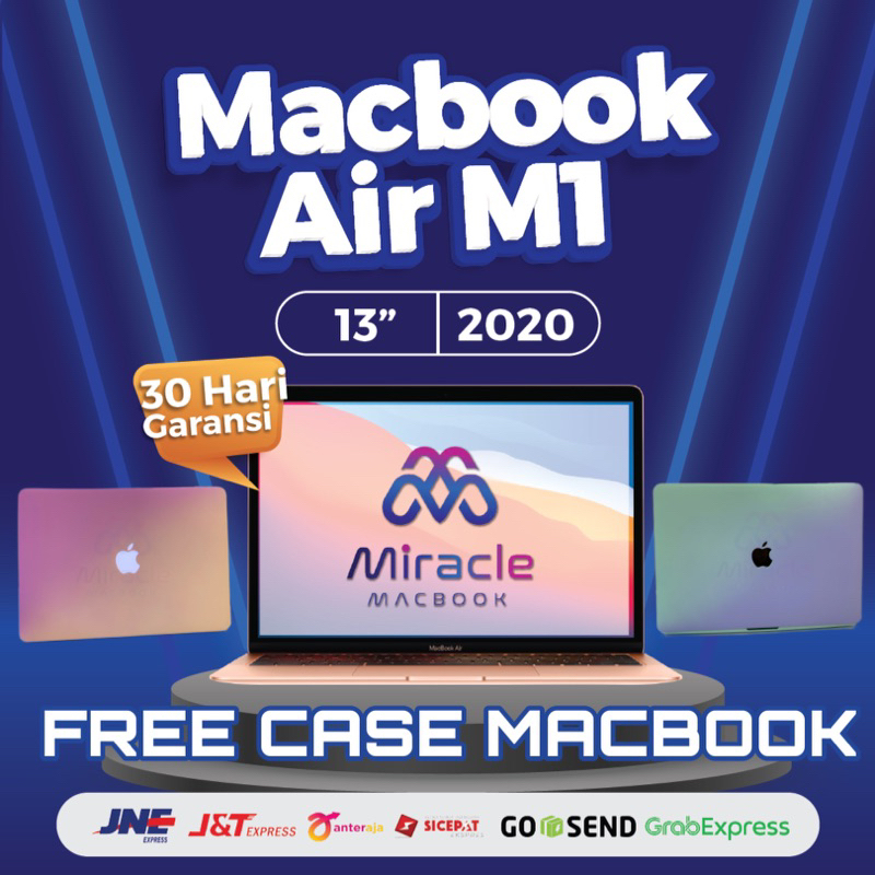 (FREE CASE) Macbook Air 2020 13 inch M1 ORIGINAL HARGA EKONOMIS Chip 8 Core CPU/ 7 Core GPU