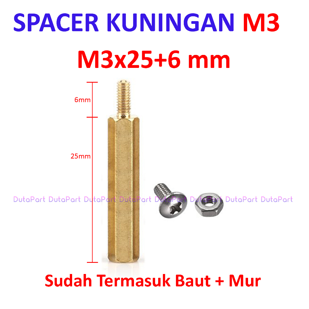 Spacer Kuningan M3 Termasuk Baut+Mur Speser Dudukan PCB KUALITAS BAGUS