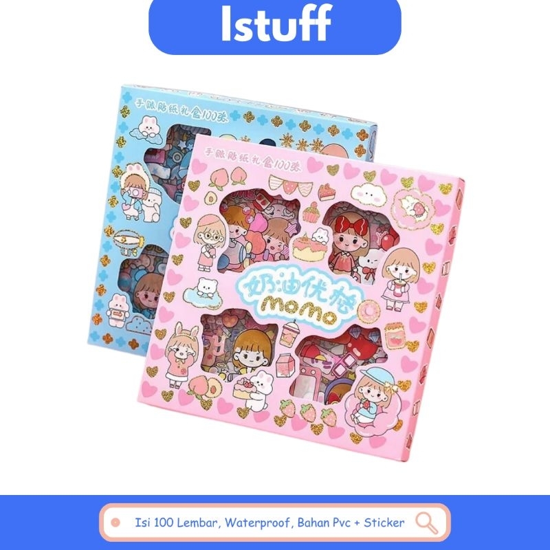 

momo stiker korea 100 lembar/sticker momo korea waterproof/stiker dekorasi korea