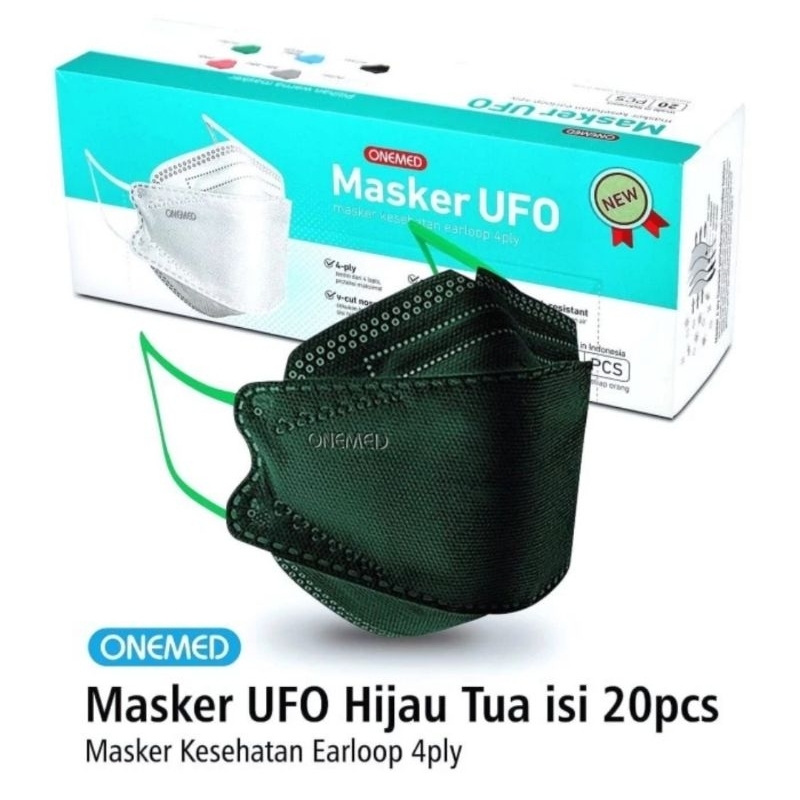 ONEMED - Masker 3D 4ply surgical earloop UFO isi 20pcs