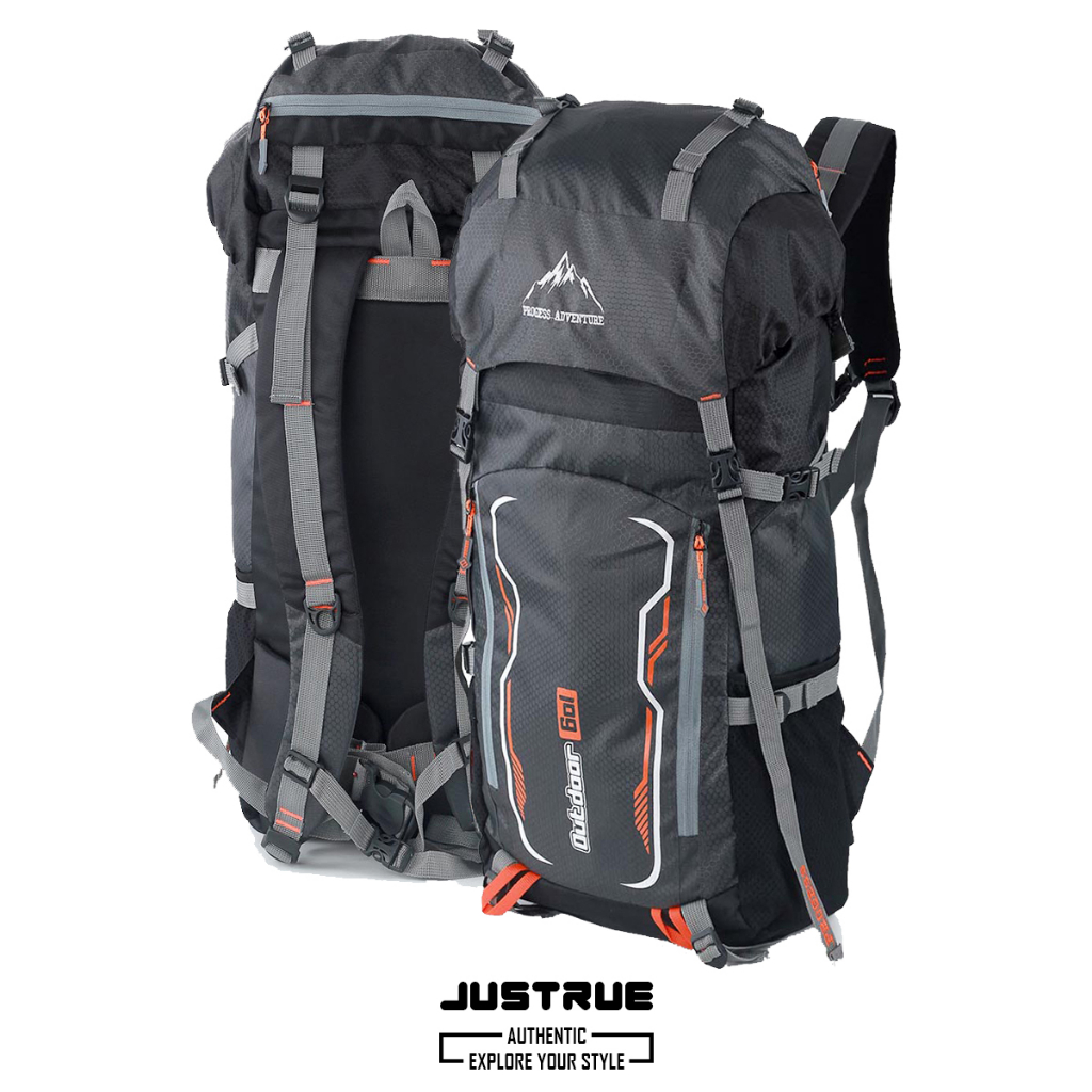 Justrue Lupus Tas Gunung 60 Liter Ransel Keril 60L Abu 124