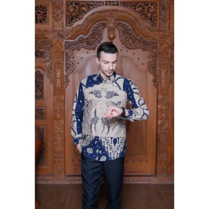 KEMEJA BATIK BAJU BATIK SLIMFIT PREMIUM MOTIF PARIKESIT NEVY LAPIS FURING