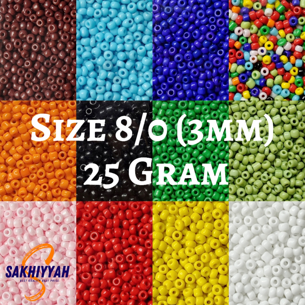 [3MM - 25 GRAM Packing Ziplock] Manik Mote Pasir 3mm (0.3cm) 8/0 25gr