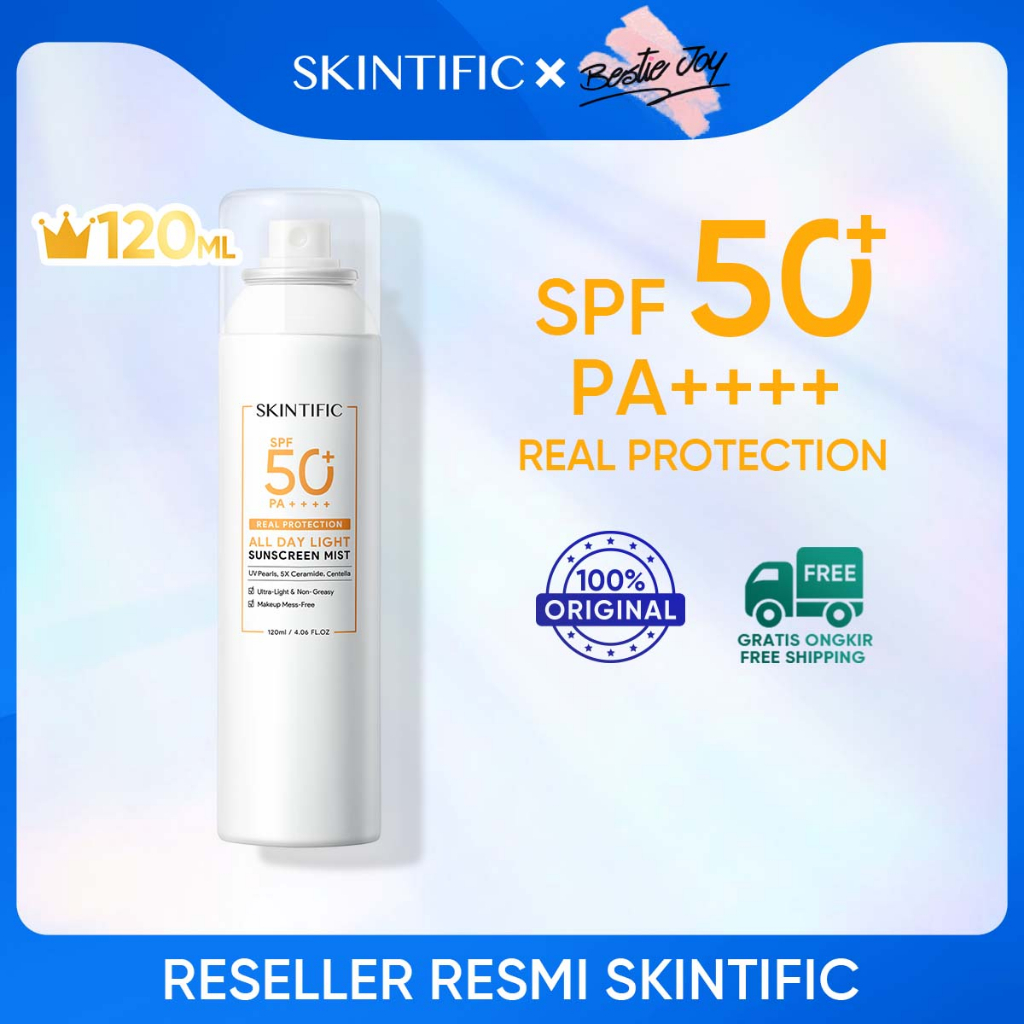 SKINTIFIC All Day Light 120/50ml Sunscreen Spray SPF50 PA++++ Reapply Sunscreen Mist Anti UV UVA UVB Sunblock