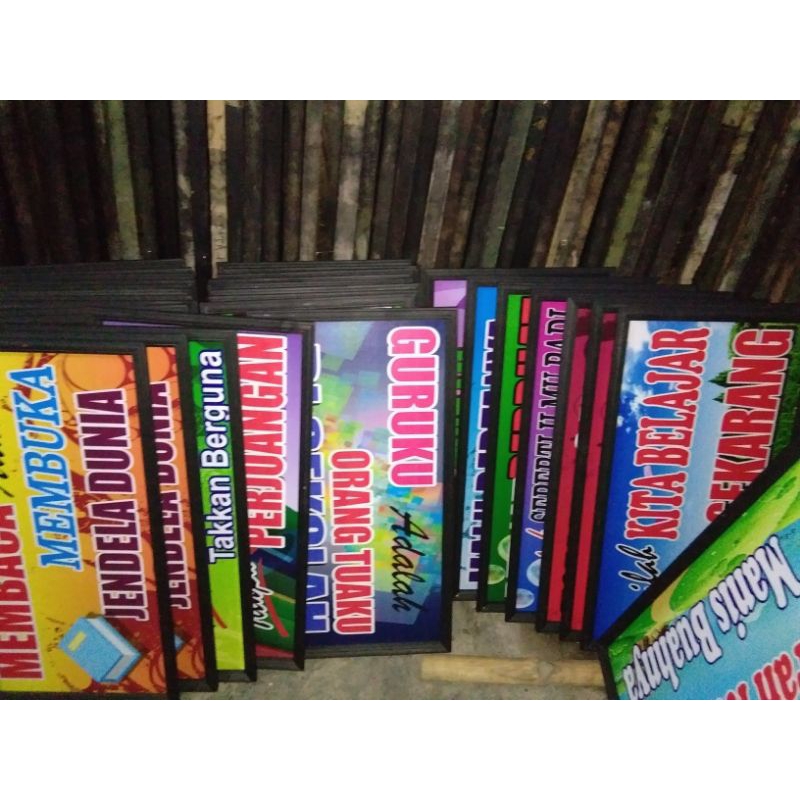 papan slogan kata mutiara 40 x 80 cm figura kayu. hiasan dinding sekolah
