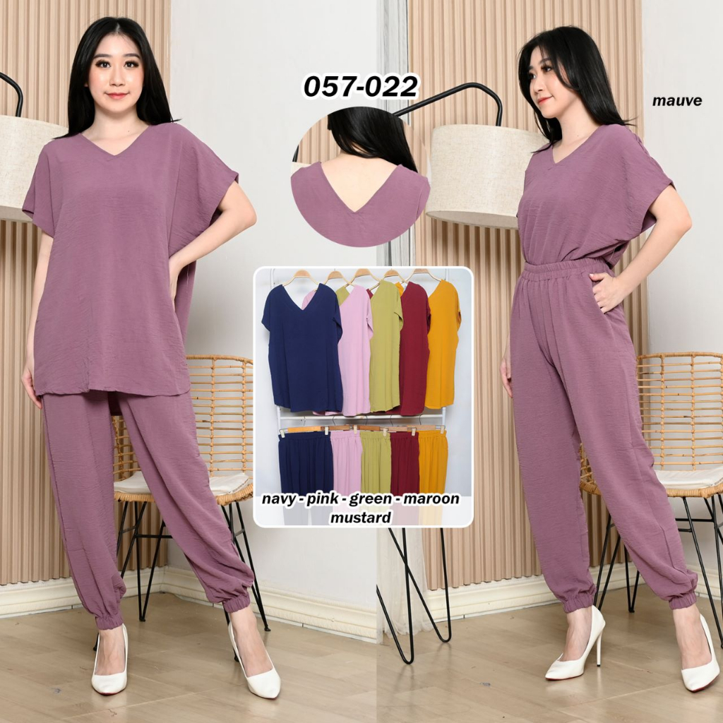 Setelan Crinkel Airflow Nagita Celana Jogger/ Set Blouse Jumbo LD 120