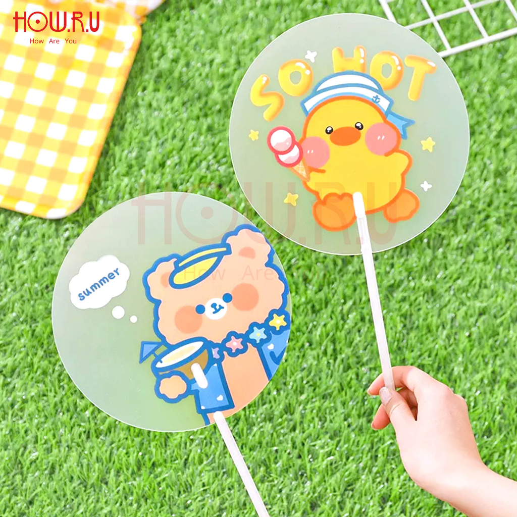 HOW.R.U | Kipas Tangan Lolipop / Clear Portable Folding Fan