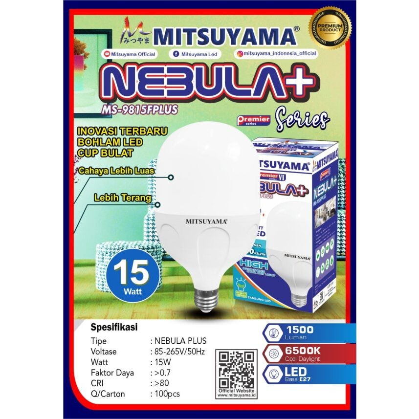 LAMPU LED 15 WATT BOHLAM MITSUYAMA NEBULA PLUS BOHLAM 15watt LED BULB  15 WATT