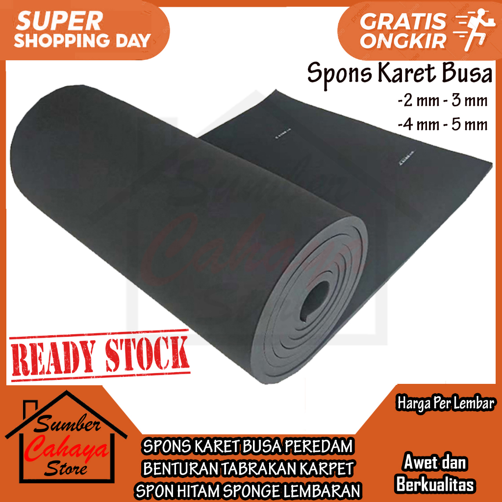 [Instant] Spons Tabrakan Karet Busa Peredam Benturan Karpet Spon Karett Ati Hitam Sponge Lembaran 2m