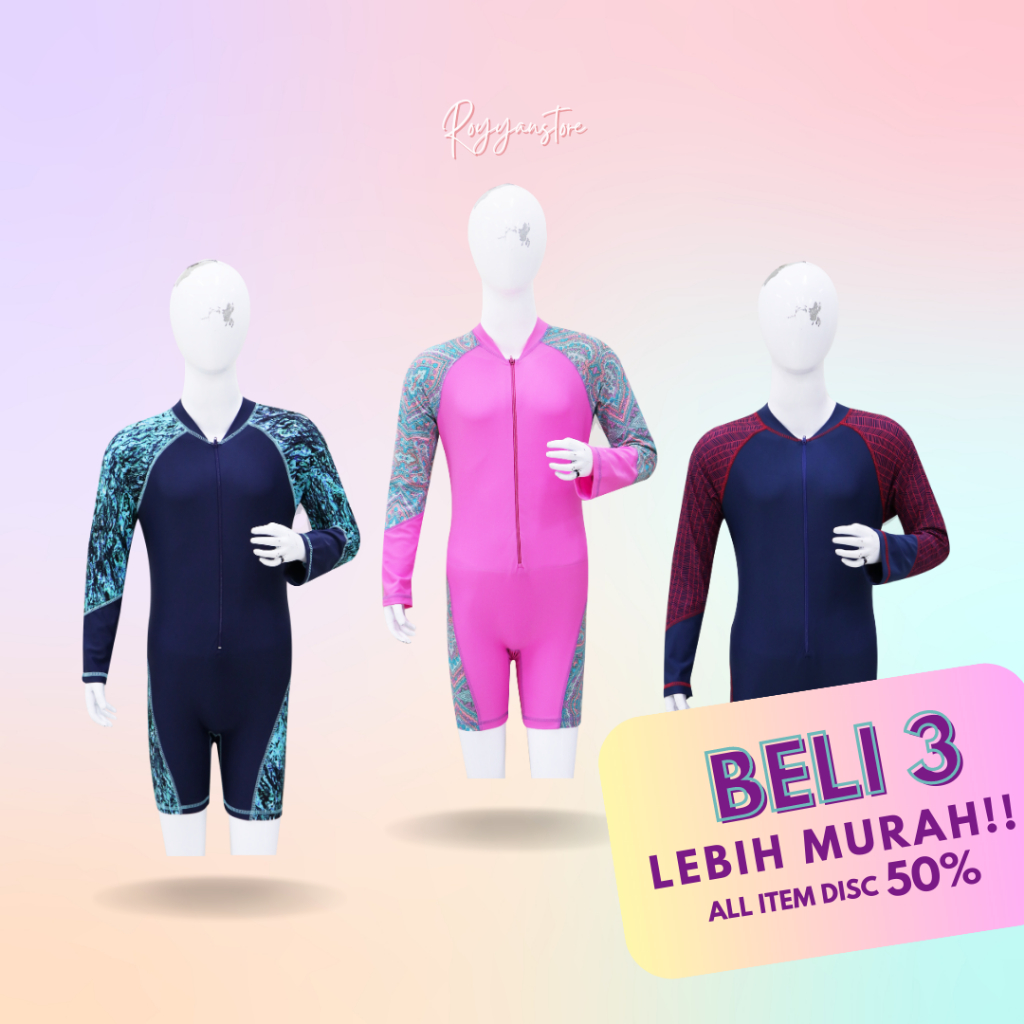 Baju Renang Anak Laki-Laki dan Perempuan Diving Motif Lengan Panjang 7-12 Tahun Terbaru