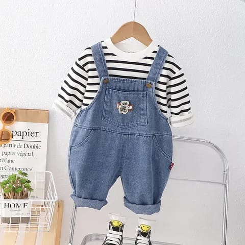 One set anak lakilaki premium usia 6 bulan - 5 tahun lucu Motif Salur Hipu impor korea