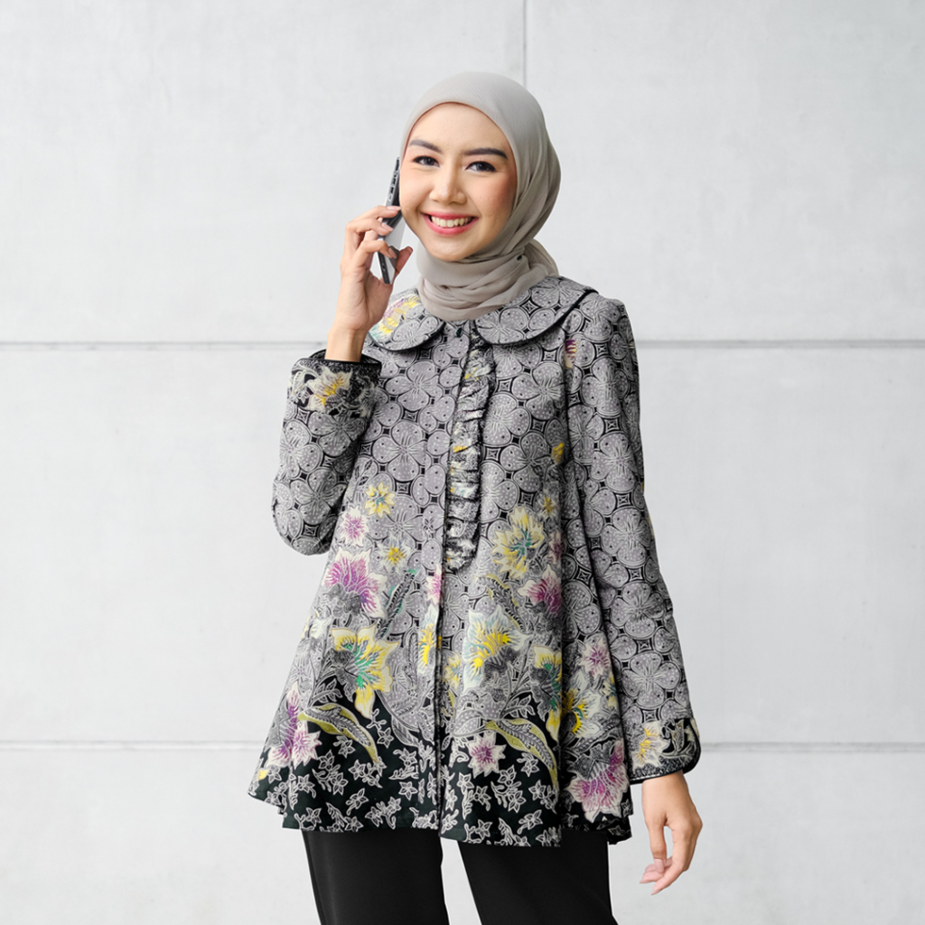 Ninda Blouse Batik Kerja Kantor Wanita