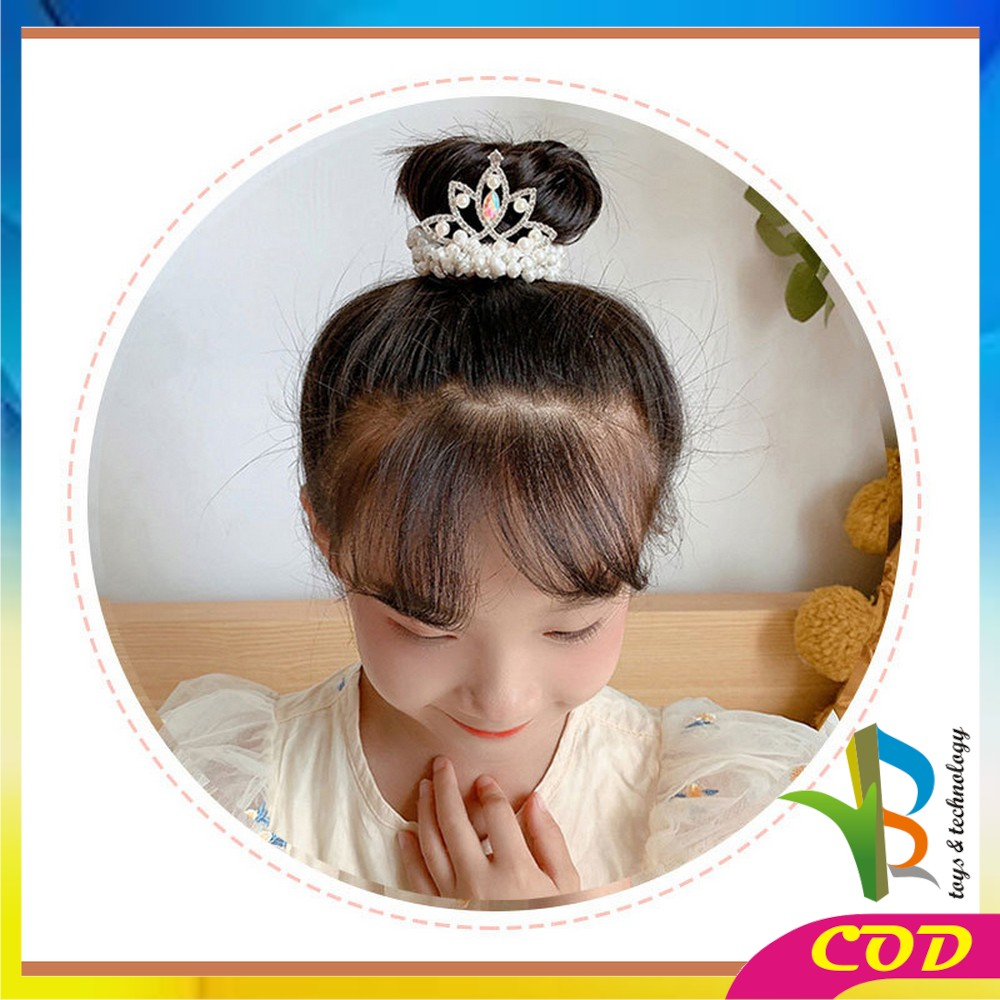 RB-C879 Ikat Rambut Anak Perempuan Motif Mahkota Mutiara Crown Gaya Korea / Girls Hair Ties Karet Rambut Mutiara Anak / Ikat Rambut Princess Lucu Import