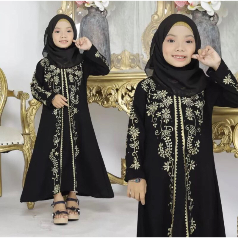 GAMIS SYARI ABAYA BORDIR TURKEY 213 ANAK BONUS PASMINA