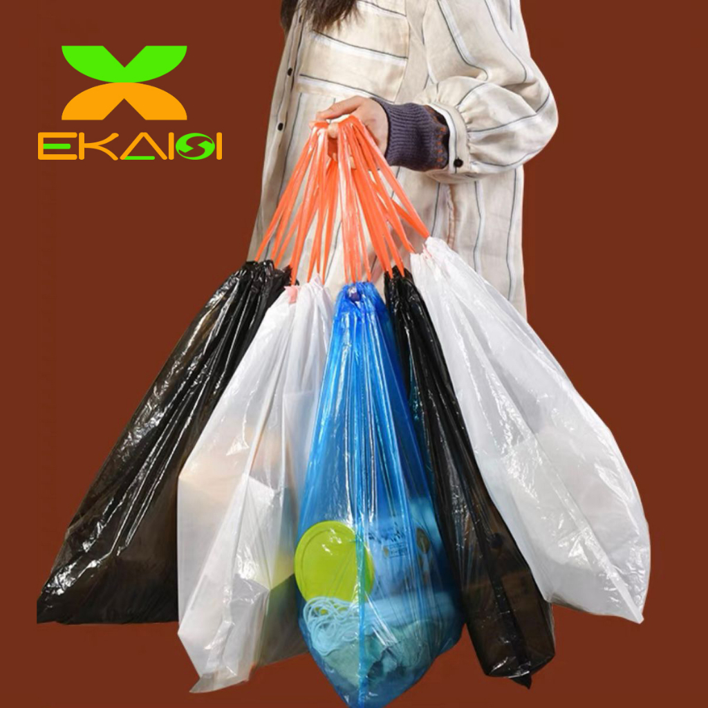 Ekaisi 5 roll trash bag kantong plastik sampah dengan tali