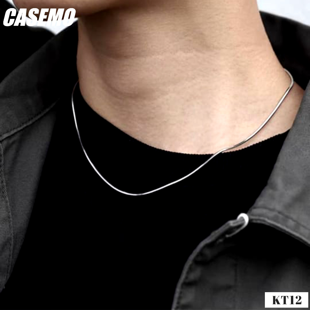 Kalung Pria Bulat Silver Gold Emas Titanium Putih Perak 316L Panjang Keren Original