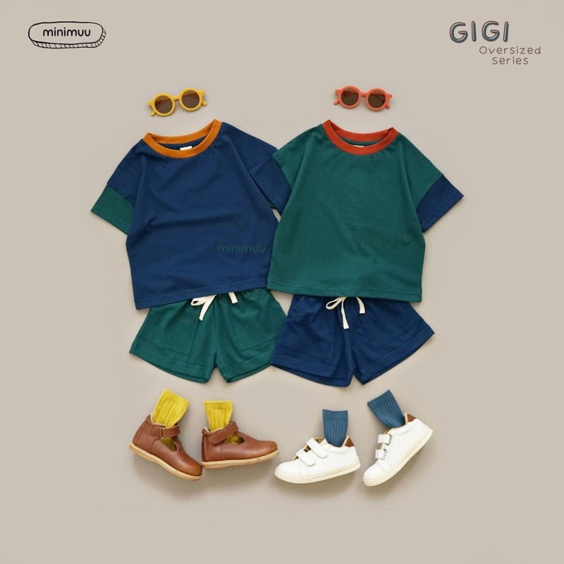 Minimuu GIGI Series Oversized Tee &amp; Pants / Kaos Celana Pendek Anak