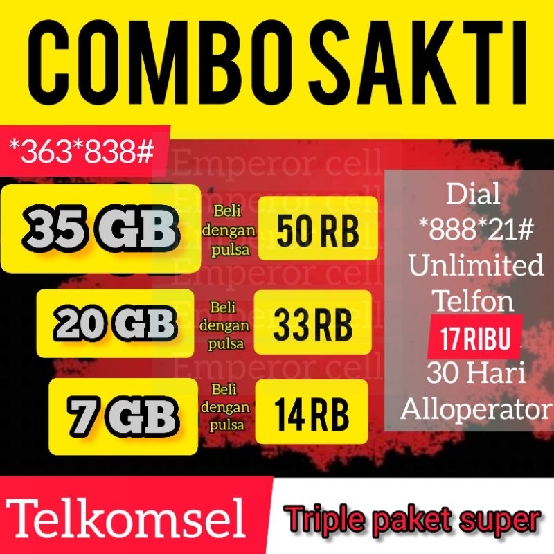 KARTU PERDANA SAKTI INTERNET, COMBO SAKTI DAN TELFON UNLIMITED TELKOMSEL MURAH 4,5GB 13GB 17GB