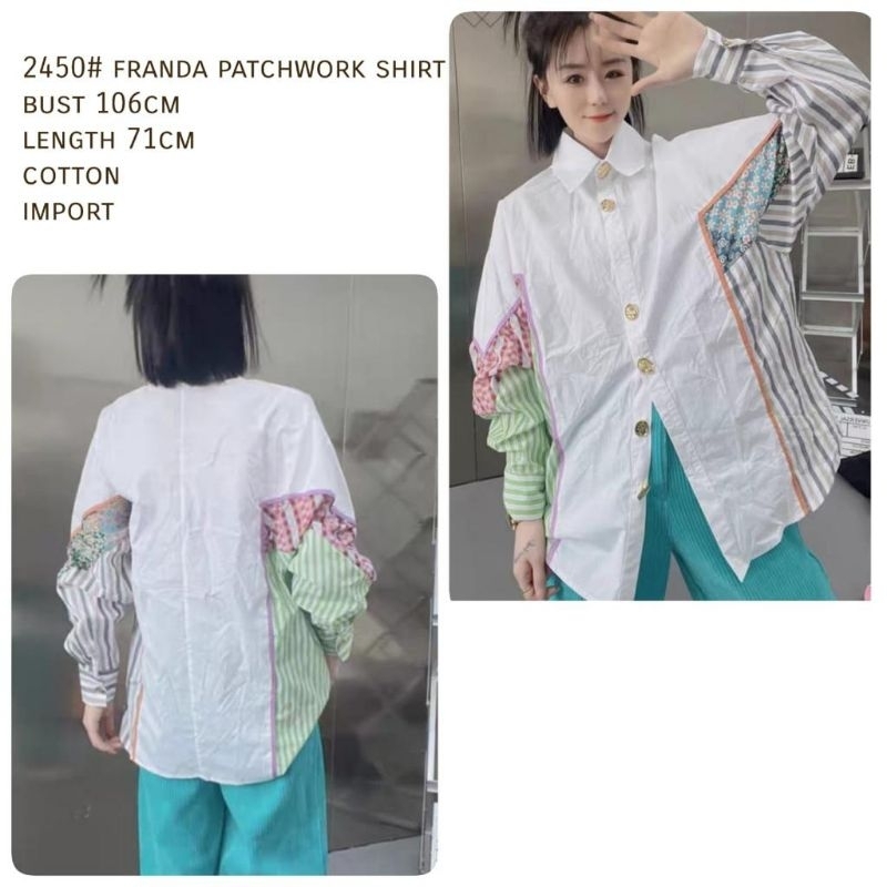 MDLV ~ 2450# Franda Patchwork Shirt Kemeja Oversize