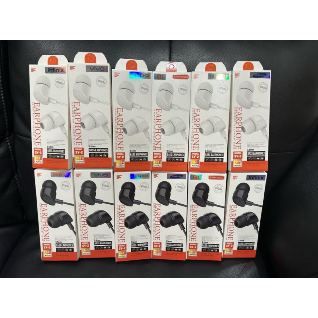 SY-2 Headset BRAND SY-2 / HANDSFREE / EARPHONE / EARPHONE ALL MEREK HP Bass + In Ear Stereo Earphone /Suara jamin mantap SAMSUNG VIVO OPPO