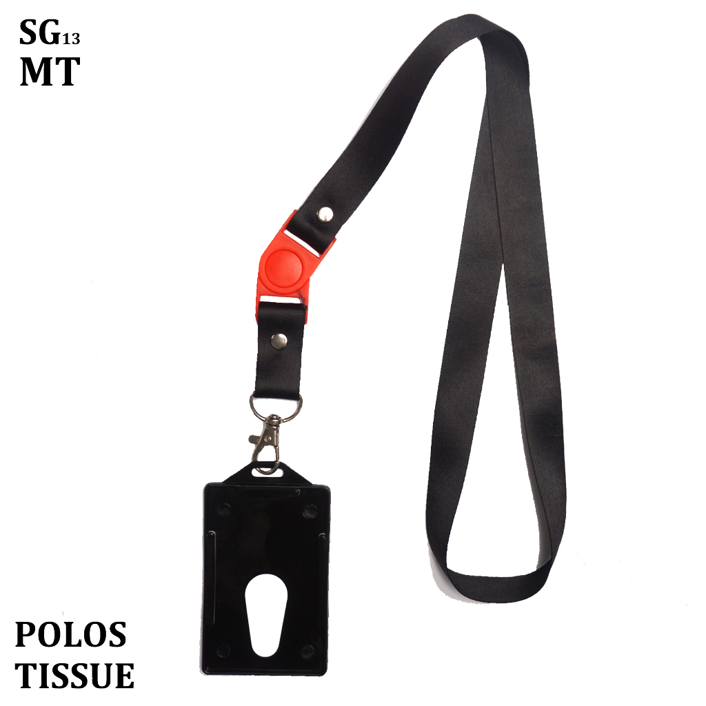 Tali LANYARD lebar 2 cm Tissue STOPPER ID Card Name Tag gantungan idcard POLOS Sangat Halus Dibanding Tali Polyester