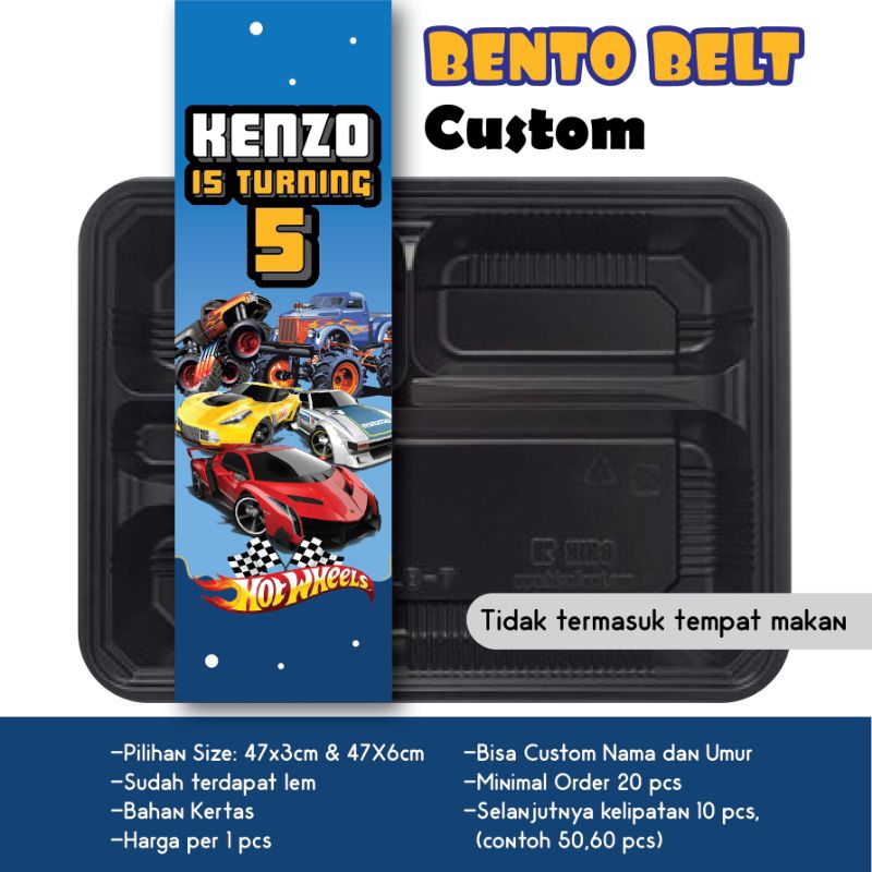 

BENTO BELT HOT WHEELS CUSTOM NAMA PAPER BELT NASI KOTAK HIASAN ULTAH DEKORASI UCAPAN KERTAS HAPPY BIRTHDAY HBD ULANG TAHUN MOBIL