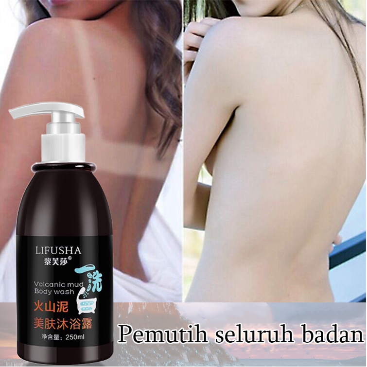 【Murah】Lifusha Body Wash / Sabun Pemutih Badan Instant / Sabun Lumpur Vulkanik 250ml - Whitening Volcanic Shower Gel - Sabun Badan / Whitening Body Wash / Volcanic Shower Bath / Bleaching Badan / Sabun Whitening Vulkanik