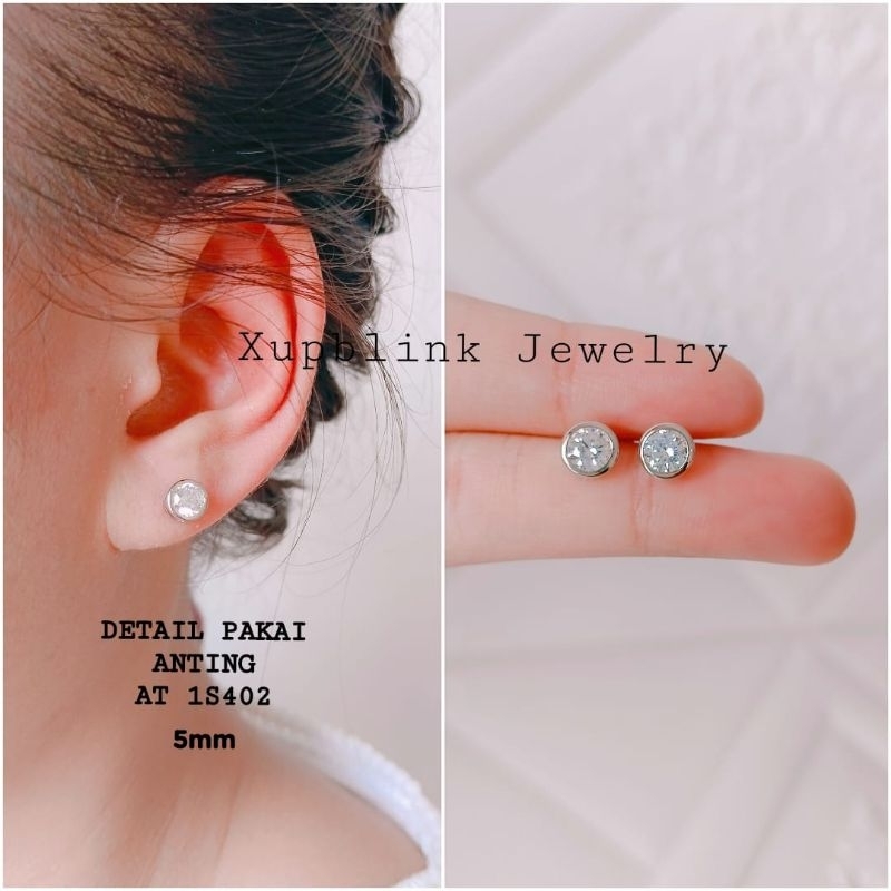 Anting Titanium Anti Karat Irish Permata Cocok Dipakai Sehari-hari