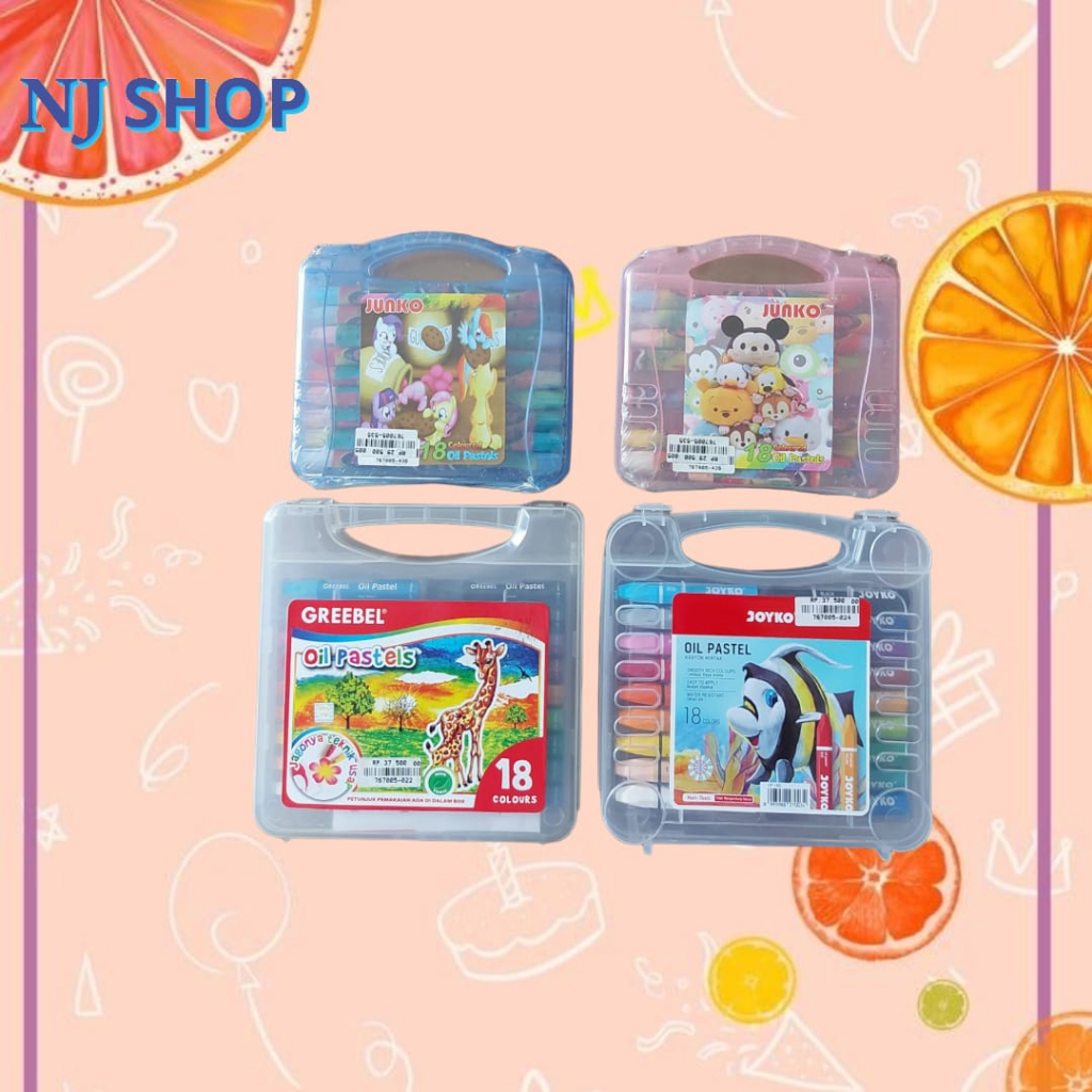 

Back To School Crayon 18 warna J0yk0 Ti-ti Gree bel Oil Pastel Krayon Warna Non Toxic