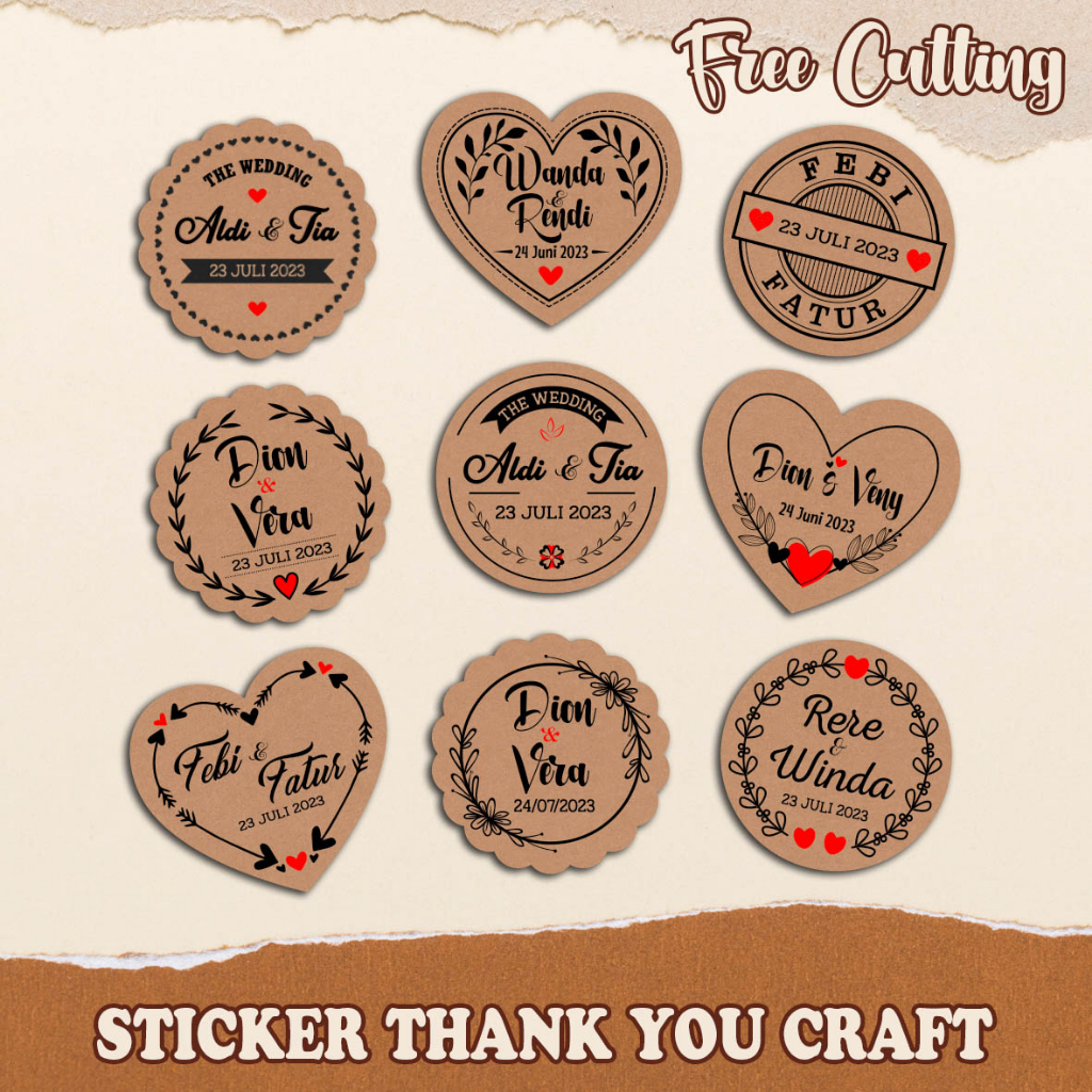 

STICKER THANK YOU WEDDING KRAFT/VINTAGE CUSTOM/UCAPAN TERIMA KASIH SOUVENIR VINTAGE/KERTAS KRAFT/STICKER SOUVENIR