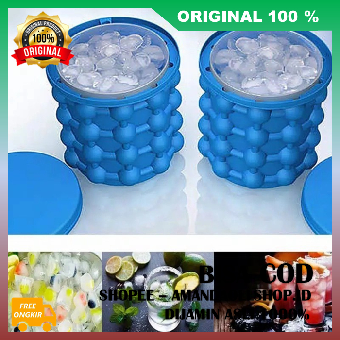 Ember Cetakan Es Silikon Cetakan Es Batu Silikon Cetakan Es Batu Bulat Kristal Pencetak Es 100% ASLI