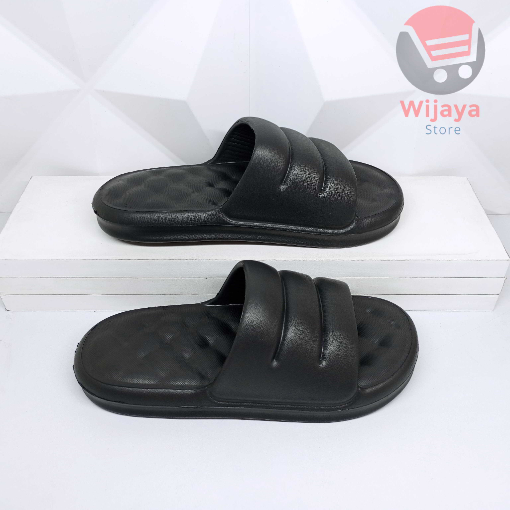 Sandal Slop Wanita NACHI Sendal Bantal Empuk Slide Selop Cewek Perempuan Black Hitam 005