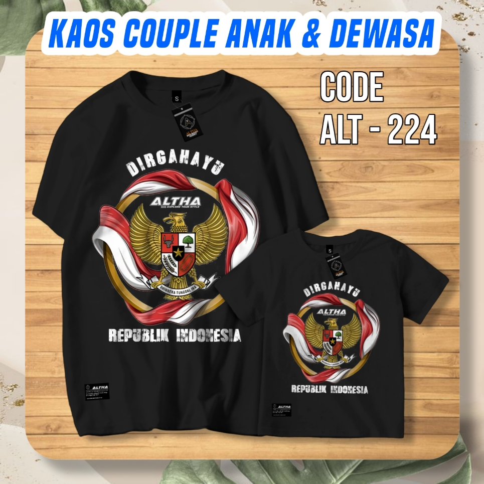 (COD) KAOS GARUDA COUPLE ANAK &amp; DEWASA HITAM ALTHA EDISI KEMERDEKAAN || KAOS DISTRO ANAK AGUSTUSAN 1-14 TAHUN