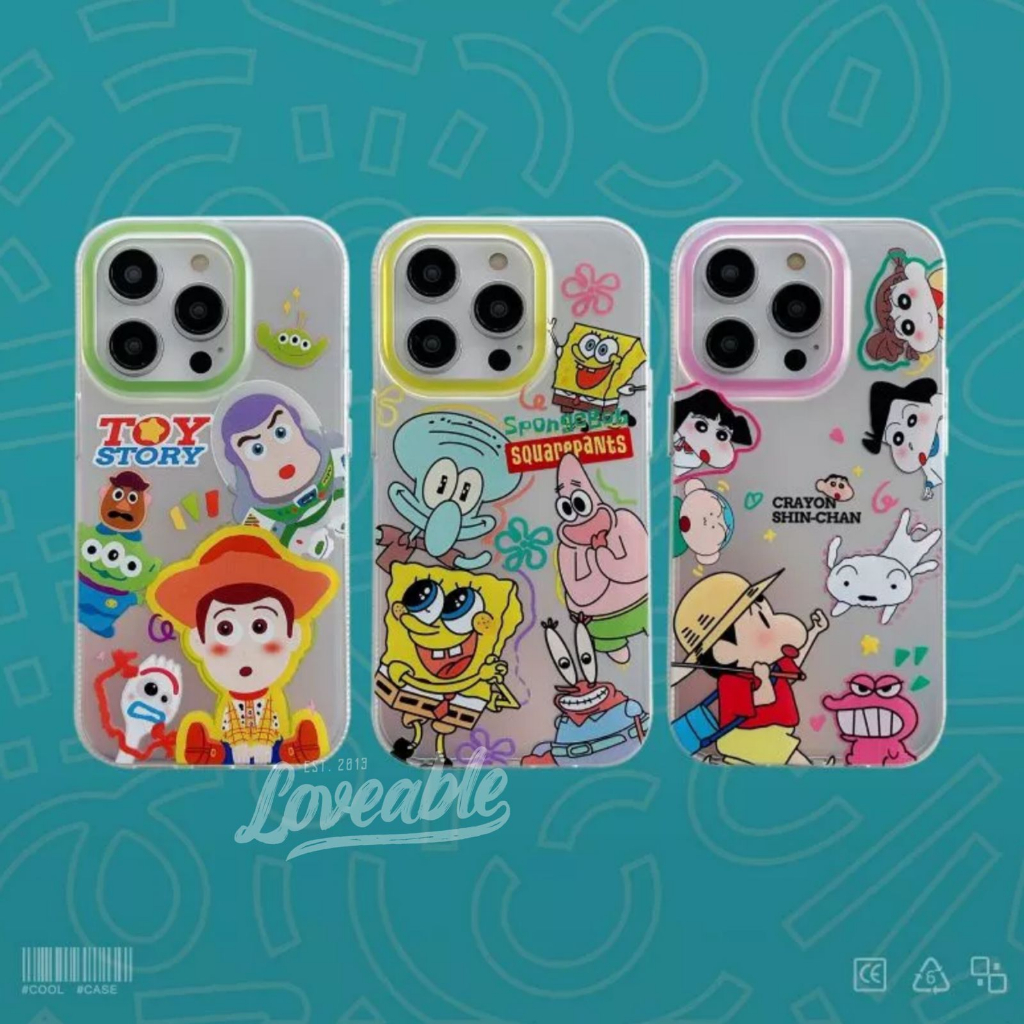 Colorful silver plating character case for 11 12 13 14 pro max (no mini)