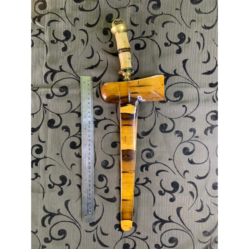 Keris Pamor luk 5 Handle cenangan kendit full kayu Tomoho