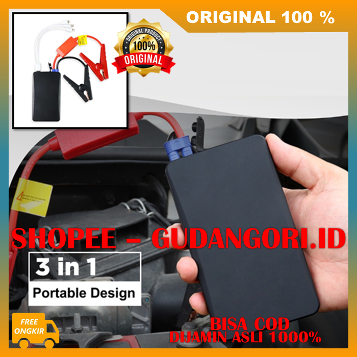 Jumper Aki Portable Powerbank Aki Motor Mobil Senter LED ORIGINAL