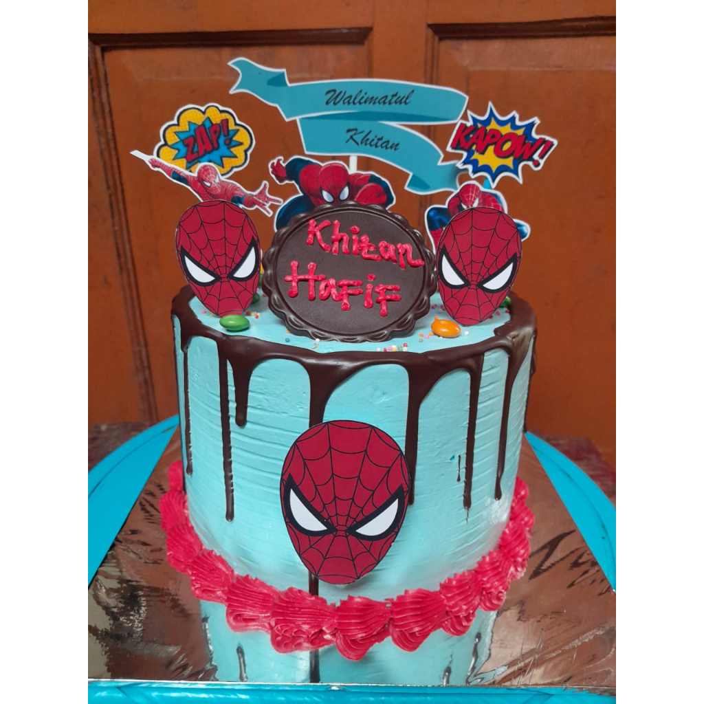 Topper Kue Ulang Tahun Spiderman (Custom Nama)