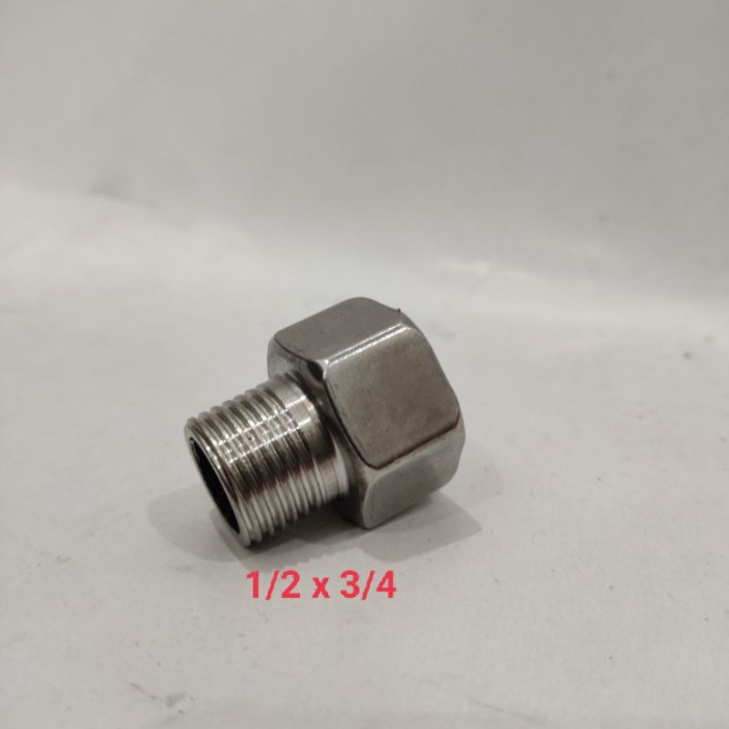 Sok kran sambungan kran air stainless 304 / sok kran ukuran 1/2 x 3/4 inch - nepel sok pipa air