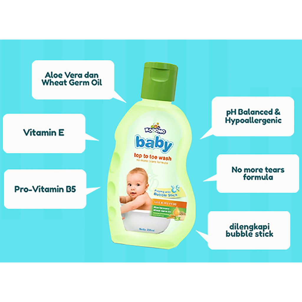 Kodomo Baby Hair And Body Wash Top To Toe Botol 200 ml - Sabun Mandi Bayi