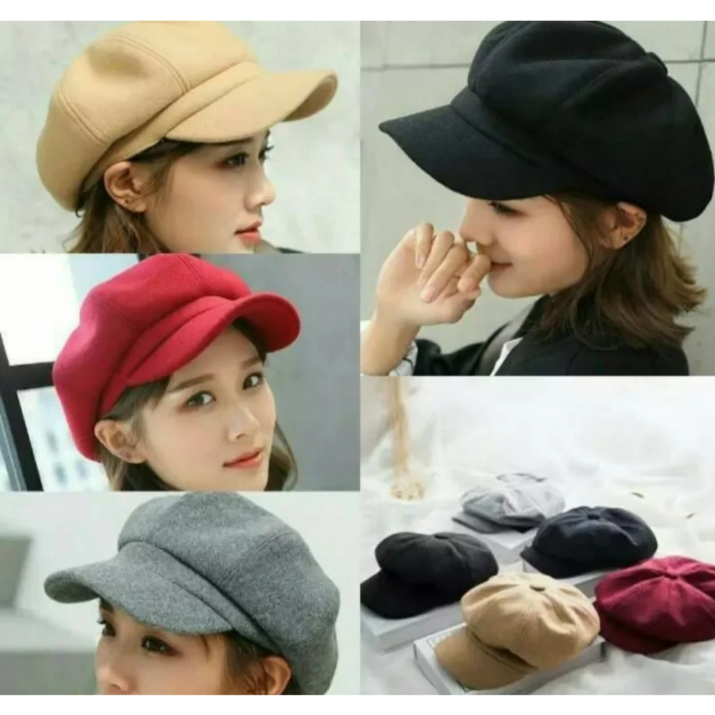 Topi Baret Apolo Beret Korea Wanita Newsboy Cap Pet Seniman Pelukis Premium