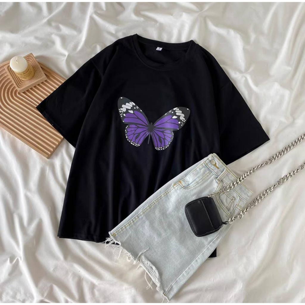 T SHIRT BUTTERFLY KAOS ATASAN WANITA BASIC V1