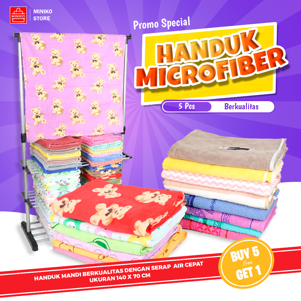 Handuk Mandi Microfiber 70X140Cm Handuk Bahan Halus Dan Lembut