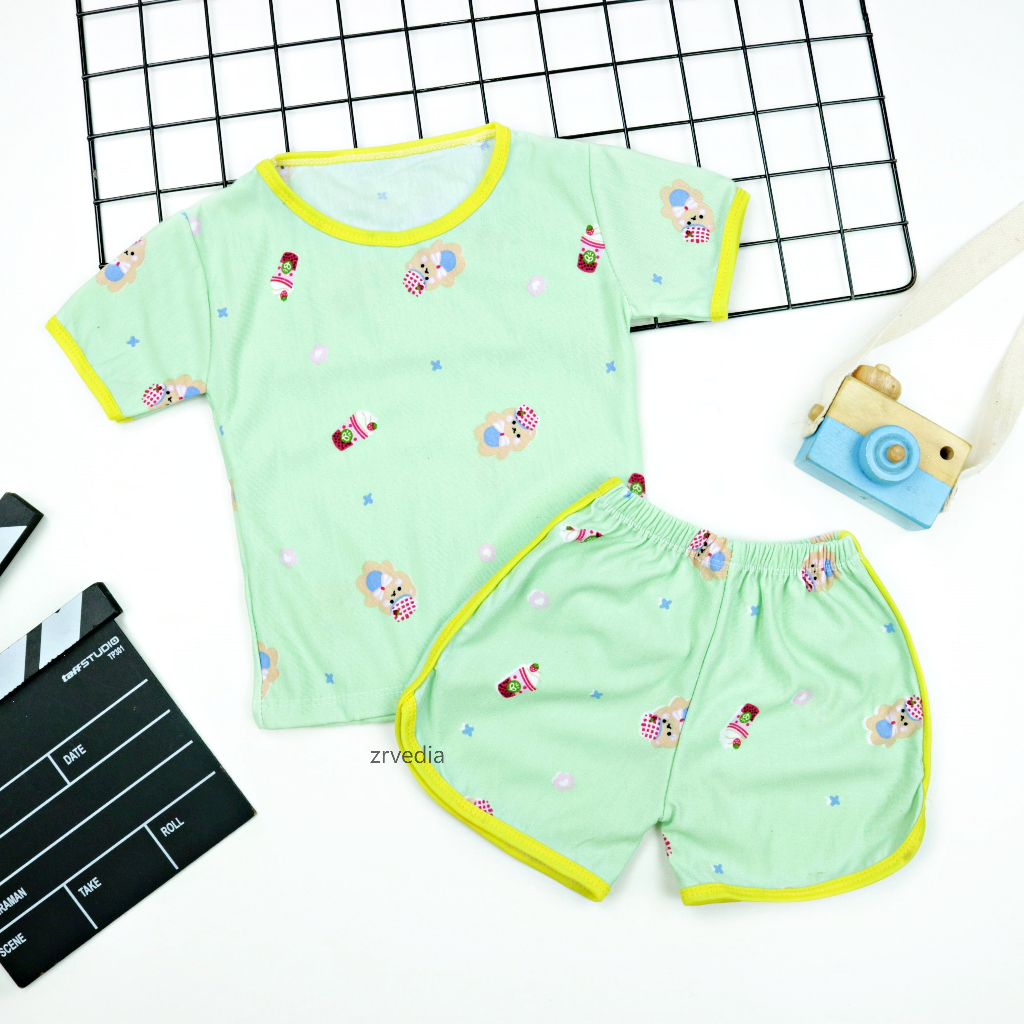 [MOTIF] Setelan Chuba Chups Bayi / Set Baby Laki Perempuan Stelan Baju Tidur Pajamas Unisex Polos Pendek Adem 6-12 Bulan babycinnamon