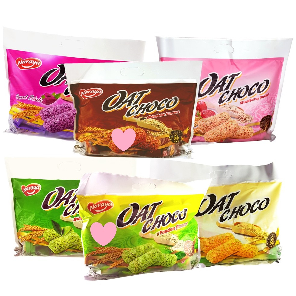 

NARAYA OAT 400gr 40 x 10gr CHOCO COKLAT VANILA STRAWBERRY PANDAN SWEET POTATO GREEN TEA CHOCOLATE VANILLA CEMILAN ANAK GROSIR MURAH GANDUM SEREAL SNACK SEHAT CEREAL MAKANAN RINGAN SARAPAN