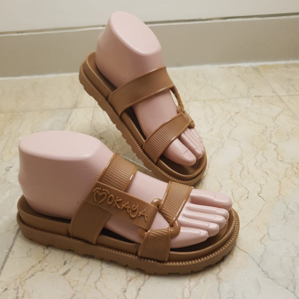 Sandal Slop Karet PCU Wanita Semi Gunung Ban Motif Segitiga emboss MOKAYA import MKY 2029-13 36-40