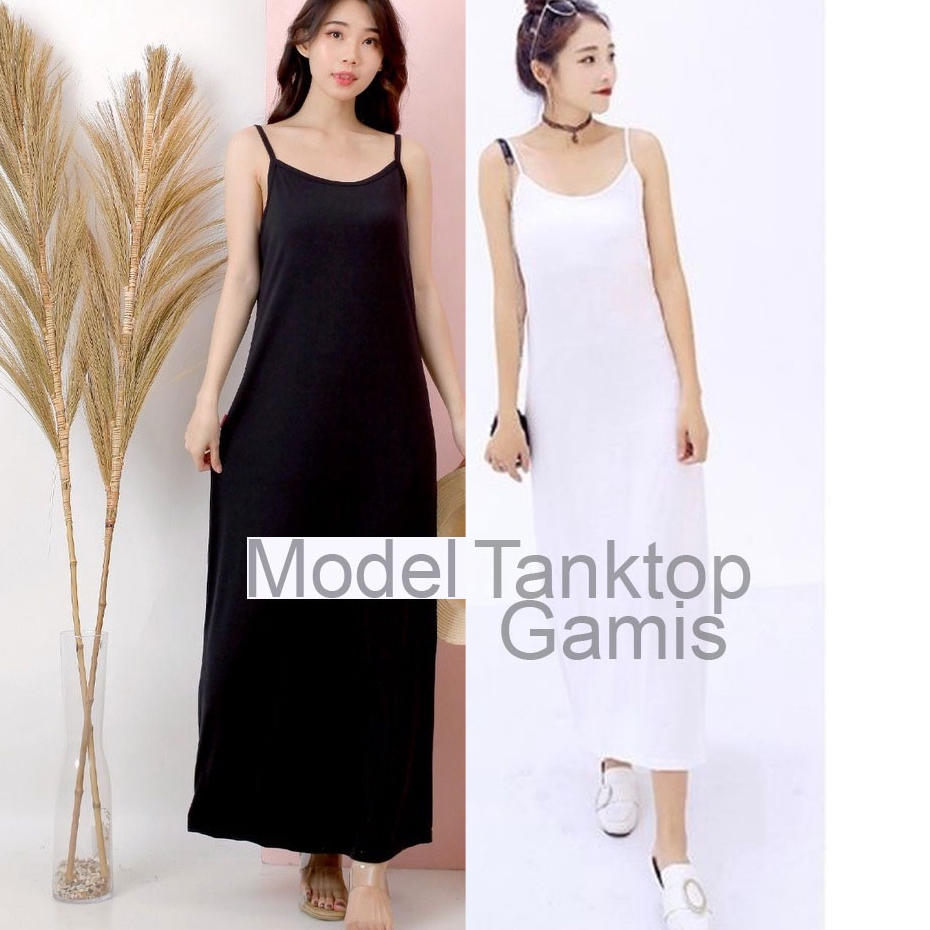 Inner Manset Gamis tanpa lengan Bahan Spandex Jersey Model Singlet Kutang Tanktop untuk dalaman Gamis warna hitam putih bw, manset baju gamis tanpa lengan tengtop