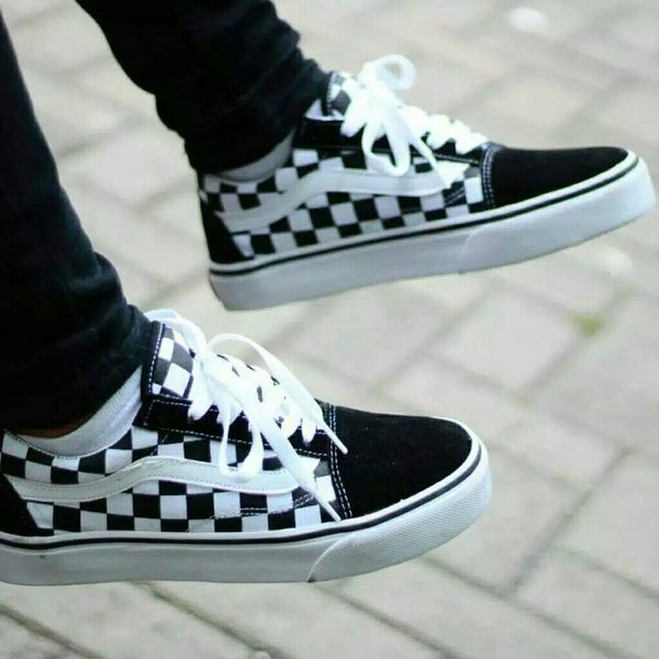 100% PREMIUM SEPATU VANS12 OLDSKOOL CHECKERBOARD BLACK WHITE WAFFLE ICC