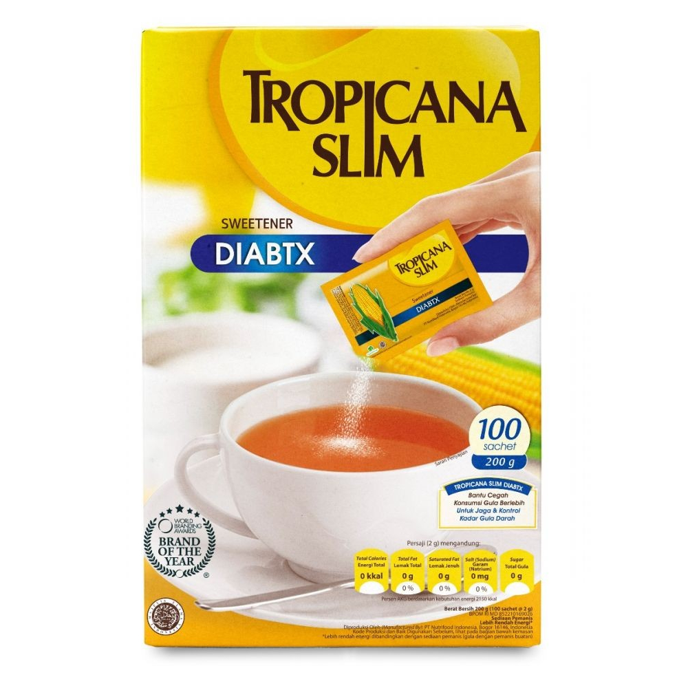 

TROPICANA SLIM SWEETENER DIABTX 100 SACHET GULA BEBAS KALORI
