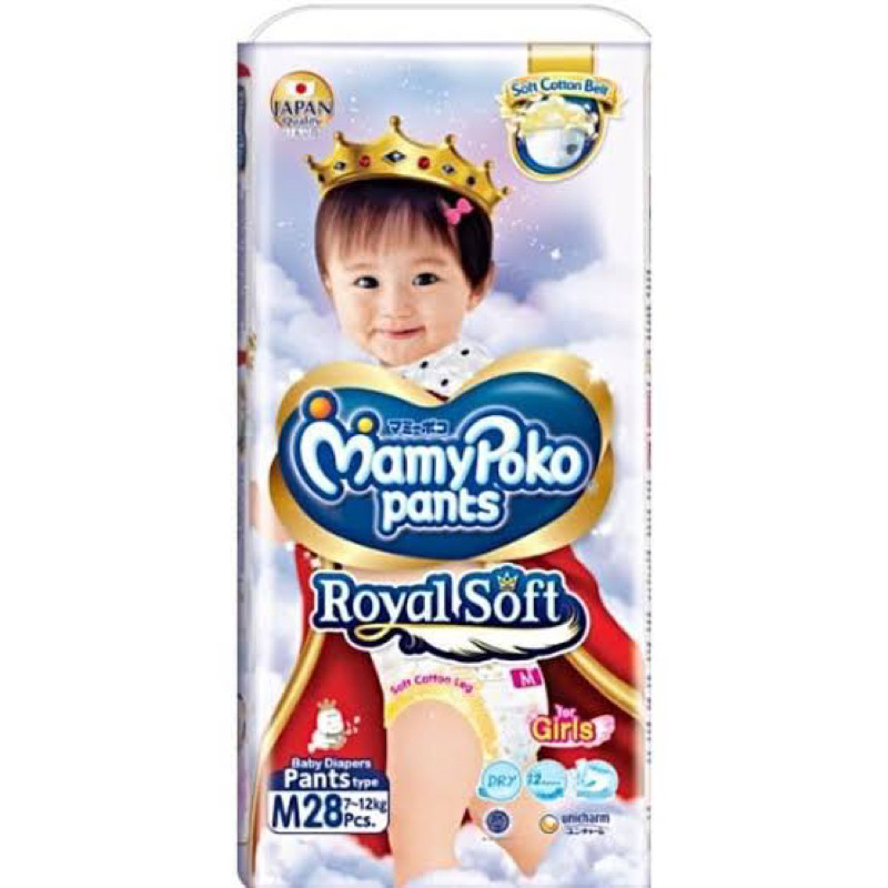 Mamy Poko Royal Soft Ukuran M Isi 28 / Popok Bayi / Pampers Bayi